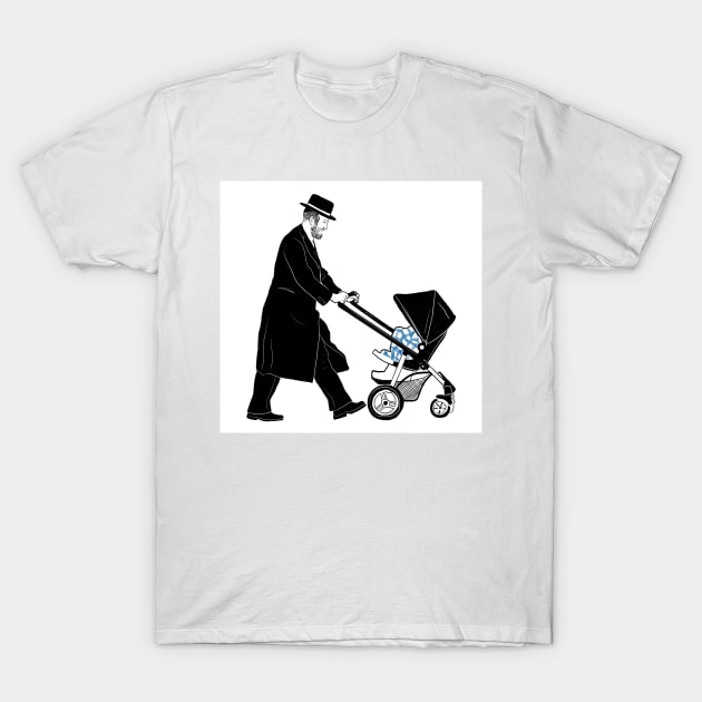 Hasidic jew with the stroller T-Shirt by argiropulo